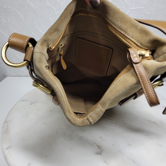 VTG Y2K Coach #3567 Small Camel Tan Suede Leather Buckle Accent Hobo - Picture 16 of 16